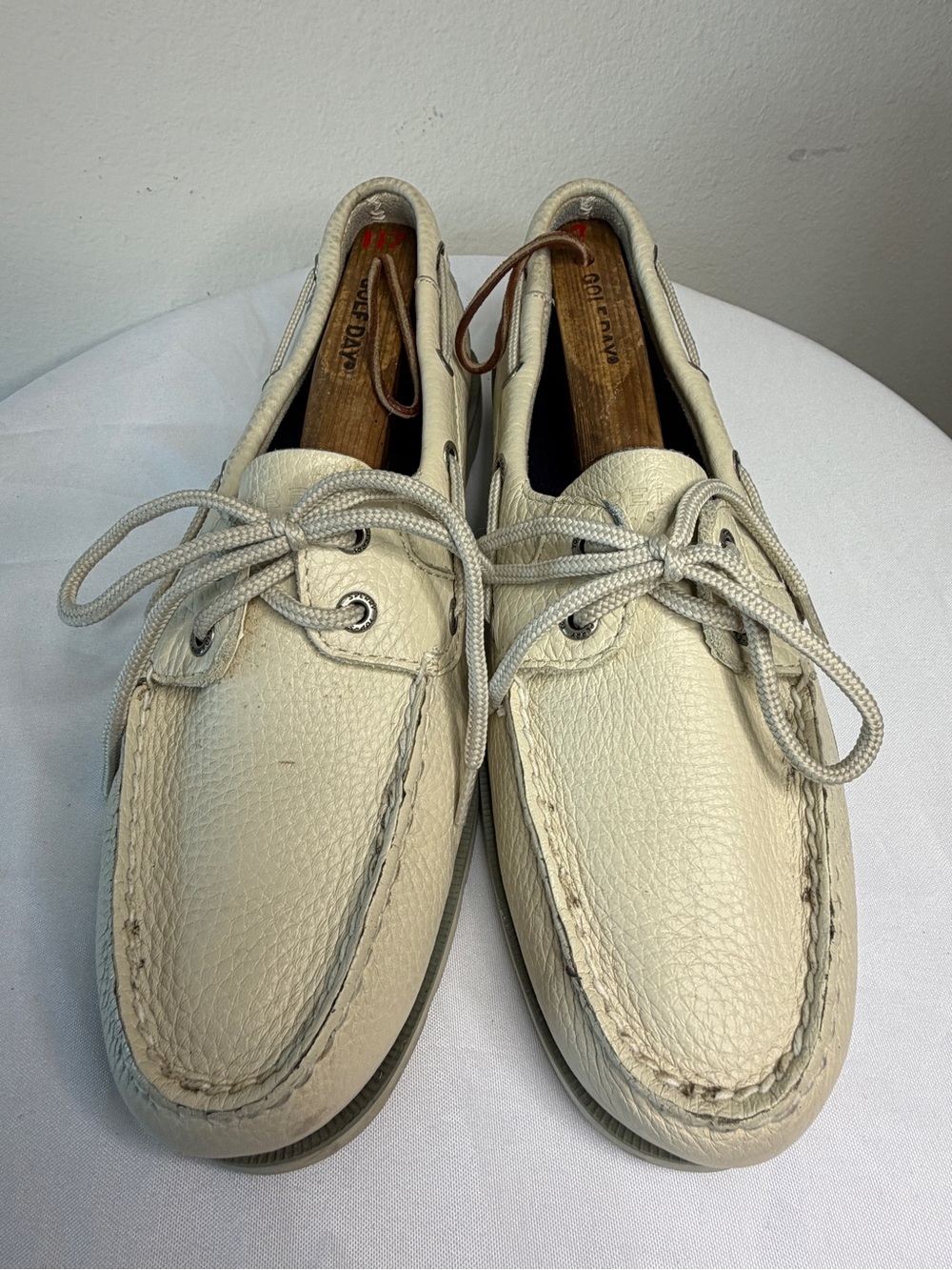 Sperry Men's Cream/Tan Leather Boat Shoes